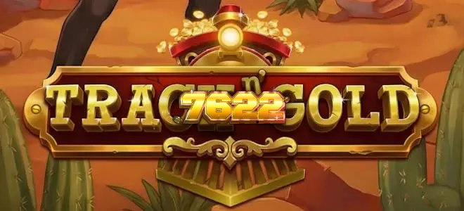 Interface do jogo Track n’ Gold com elementos ferroviários e estilo retrô